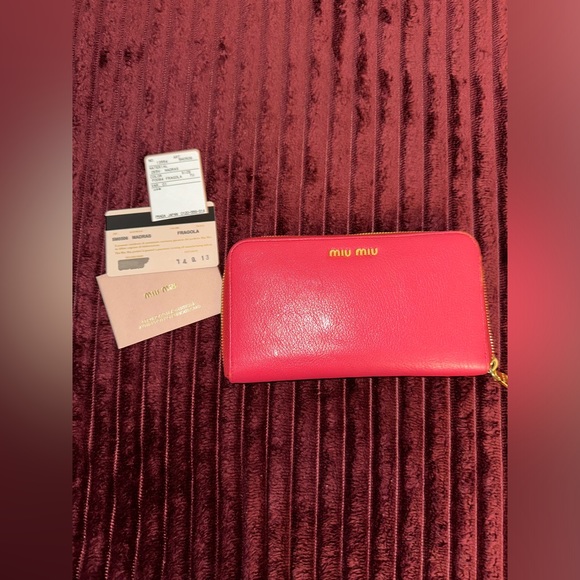 Miu Miu Hot Pink Madras Fragola Long Wallet - Picture 3 of 14